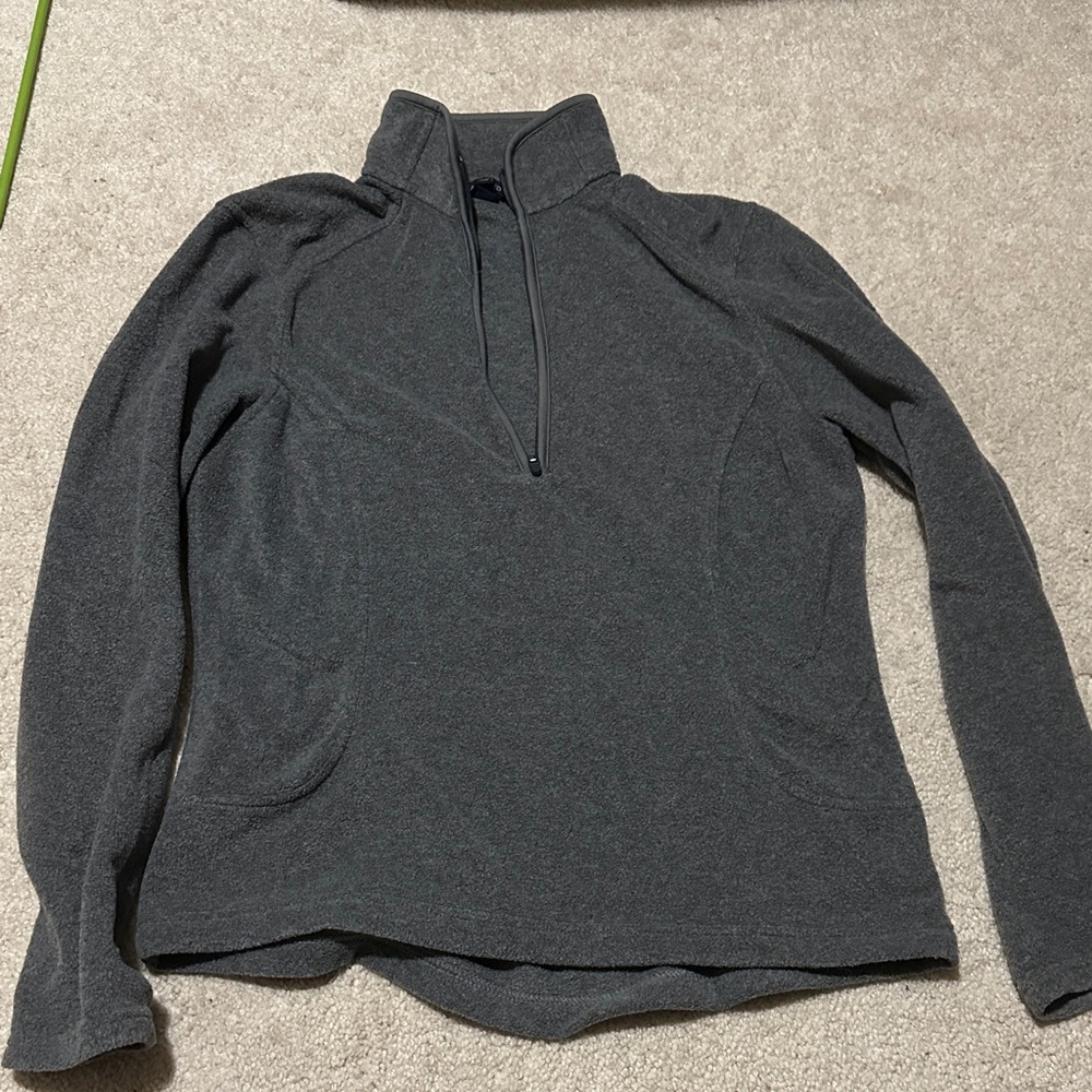 Lands' End Gray Quarter-Zip Sweatshirt